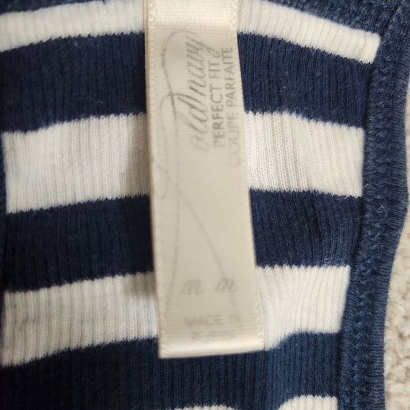 Y2K Vintage Old Navy White Stripped Thin Strap Henley Ribbed Tank Top Size M - Picture 8 of 10